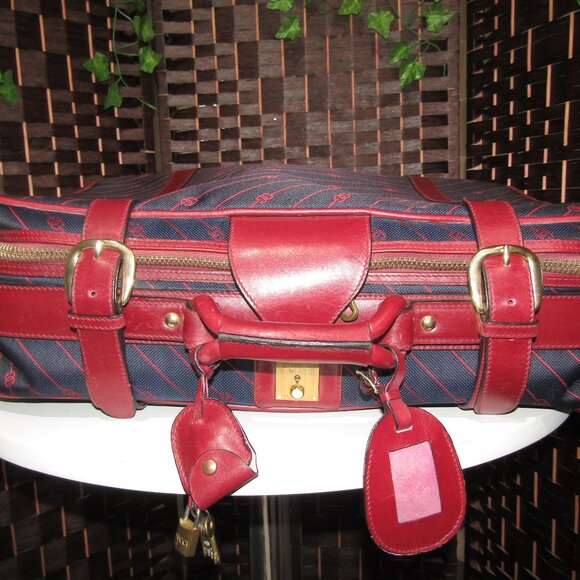 $3 START AUTH $3000 AUTH GUCCI RED & BLUE CANVAS AN LEATHER SUITCASE - Picture 8 of 8